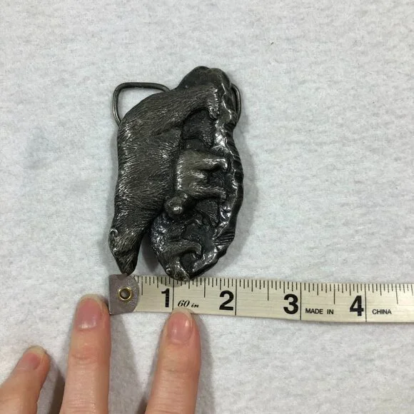 Vintage 1978 Bergamot Brass Works Polar Bears Belt Buckle USA 70's Unisex - Picture 9 of 9